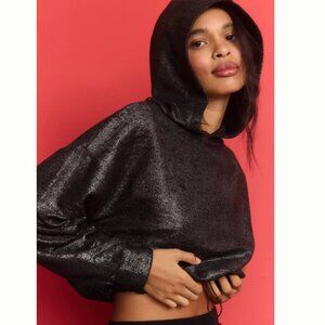 Anthropologie Pilcro Foil Metallic Black hoodie, size S.